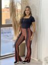 calça flare amara estampado preto/laranja