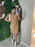 vestido midi manga longa grace bege