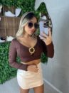 cropped manga longa naty marrom