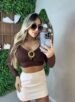 cropped manga longa naty marrom