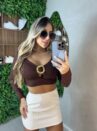 cropped manga longa naty marrom