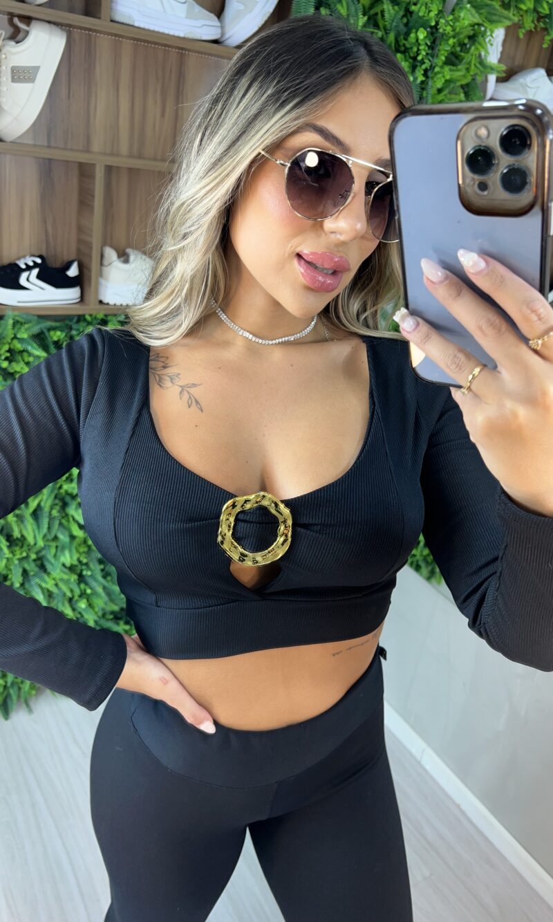 cropped manga longa naty preto