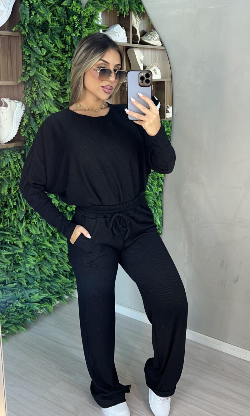 conjunto manga longa maele preto