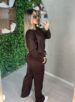 conjunto manga longa maele marrom
