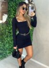 vestido manga longa poliamida katrin preto