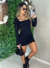 vestido manga longa poliamida katrin preto