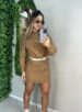 vestido tricô manga longa hana bege