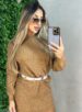 vestido tricô manga longa hana bege