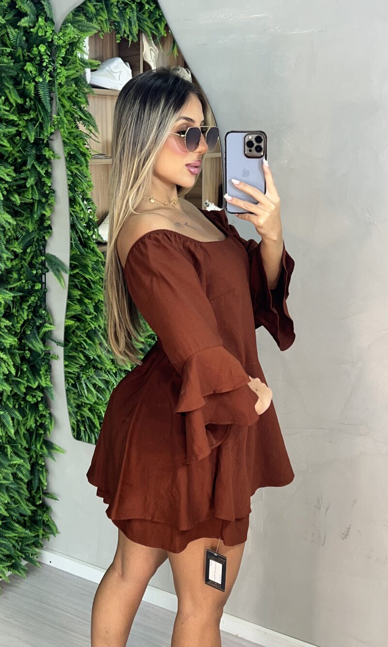 vestido macaquinho keyla marrom