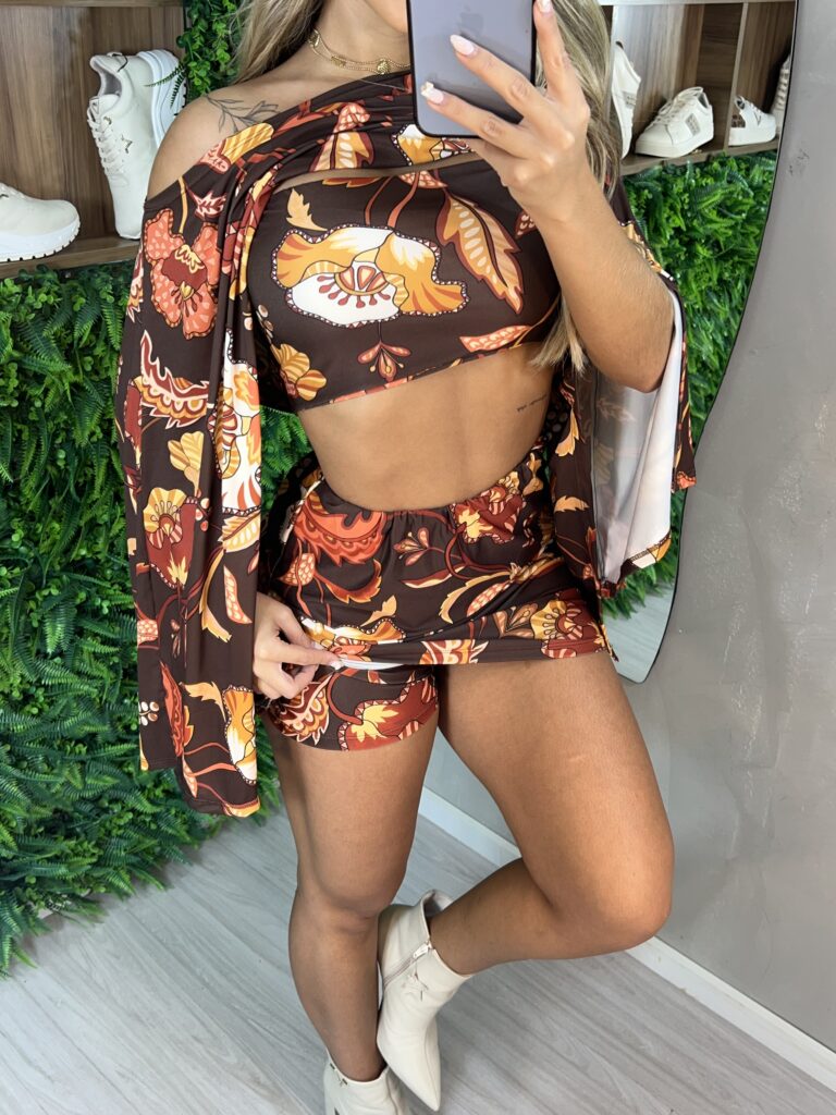 conjunto estampado celeste marrom conjunto estampado celeste marrom