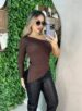 blusa manga longa adriana marrom