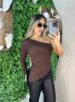 blusa manga longa adriana marrom