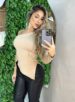 blusa manga longa adriana bege