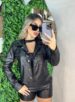 jaqueta courino couro fake jujuba preto