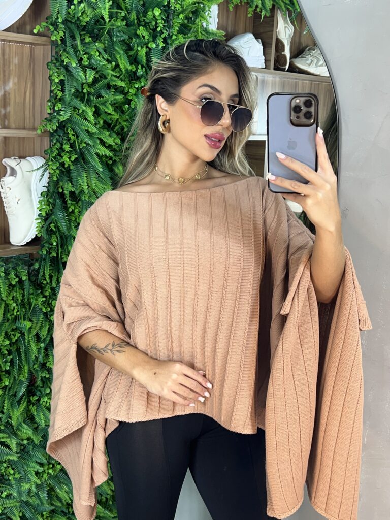 blusa capa tricô nude