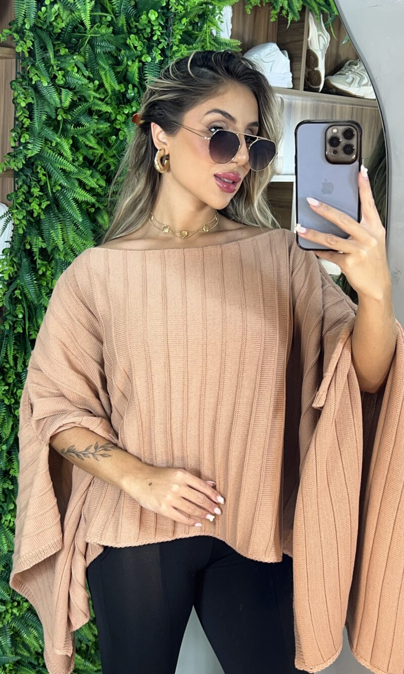 blusa capa tricô nude