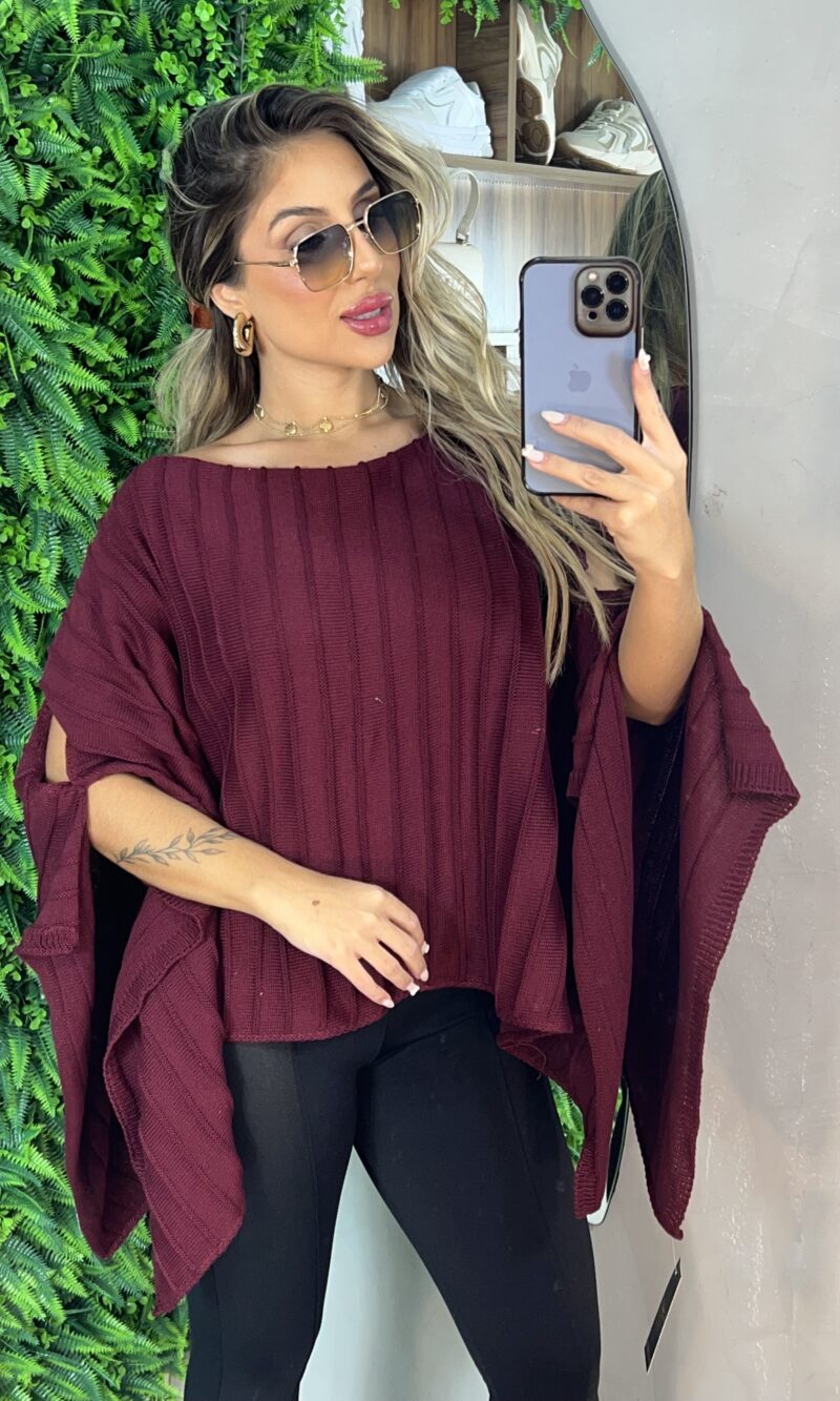 blusa capa tricô bordo