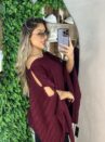 blusa capa tricô bordo