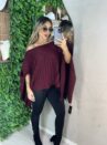 blusa capa tricô bordo