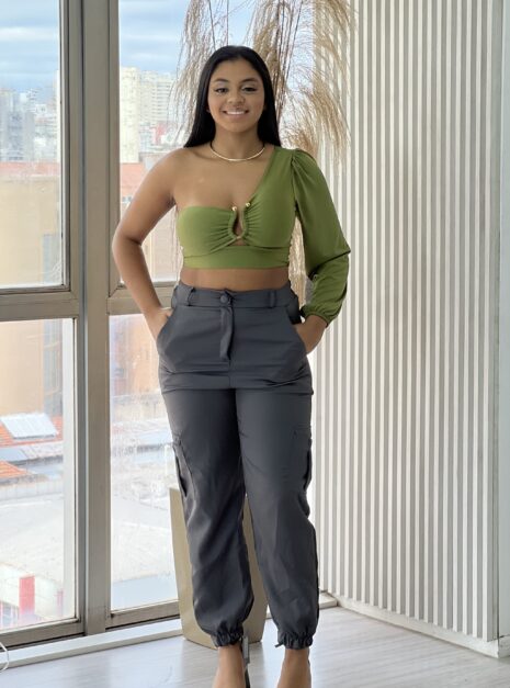 calça jogger alfaiataria bia cinza