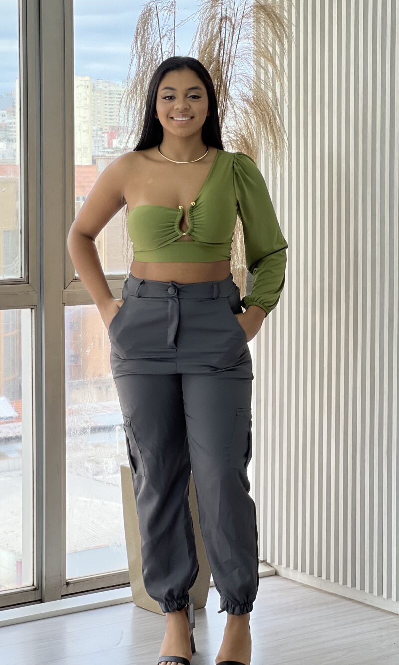calça jogger alfaiataria bia cinza