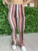calça flare amara estampado marrom