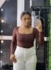 body manga longa sabrina marrom