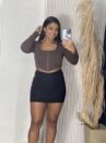 cropped manga longa lunely marrom