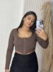 cropped manga longa lunely marrom