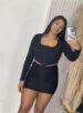 cropped manga longa lunely preto
