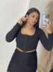cropped manga longa lunely preto