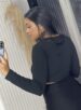 cropped manga longa lunely preto