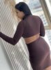 vestido manga longa fernanda marrom