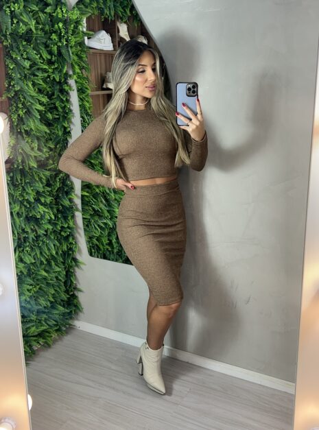 conjunto midi manga longa juju marrom