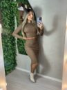 conjunto midi manga longa juju marrom