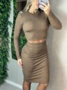conjunto midi manga longa juju marrom