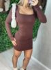 vestido manga longa poliamida katrin marrom