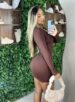 vestido manga longa poliamida katrin marrom