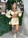 conjunto manga longa kelly bege