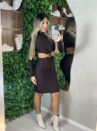 vestido manga longa fernanda marrom