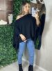blusa capa tricô preto