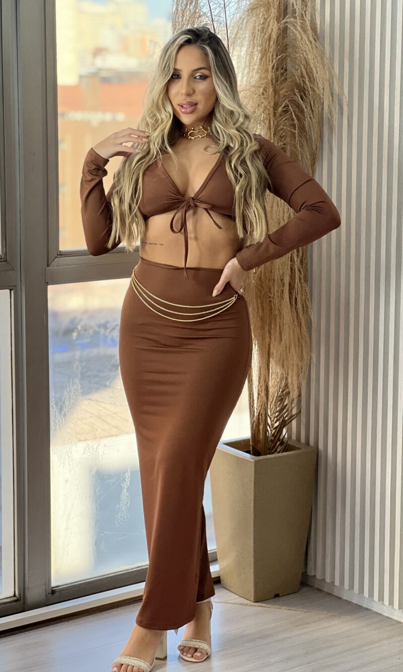 conjunto midi daiane marrom conjunto midi daiane marrom