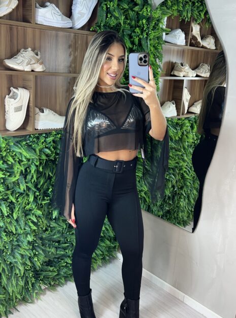 blusa capa tule preto
