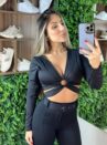 cropped manga longa alice preto