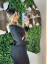 cropped manga longa alice preto