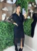 vestido midi manga longa bruninha preto