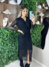 vestido midi manga longa bruninha preto