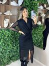 vestido midi manga longa bruninha preto