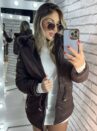 parka reversível suede e teddy joana marrom