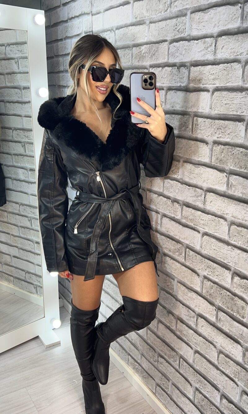 parka couro fake/courino elisabeth preto